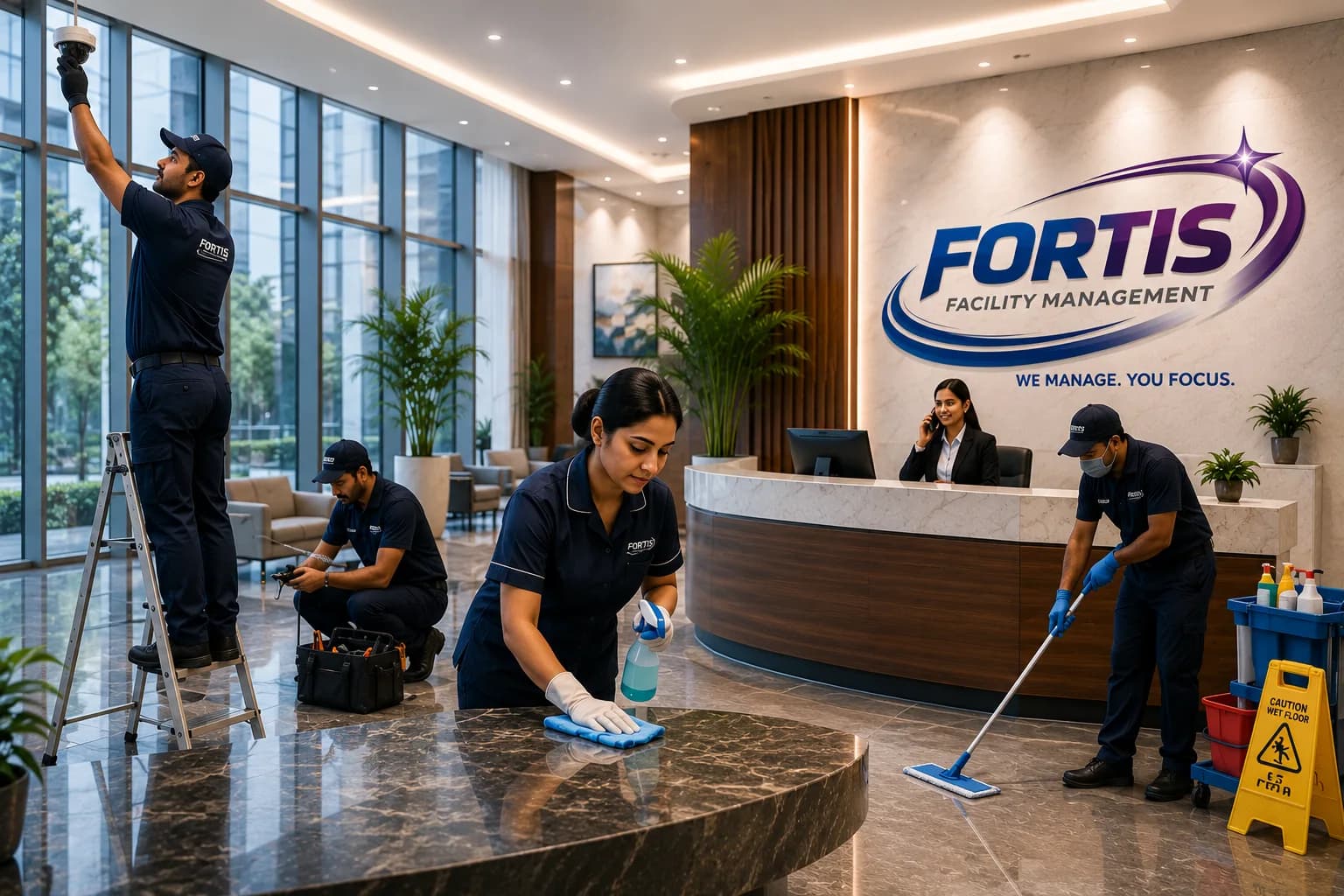 Facility management team at work
